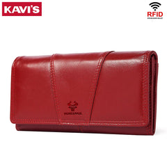 Genuine Leather RFID Long Wallet