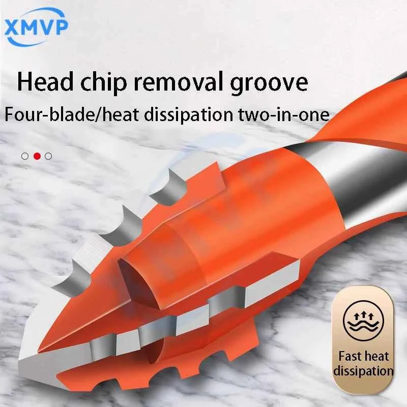 Four Edge Serrated Eccentric Drill Bit Set & High Hardness Multi Material Dry Drilling Bits