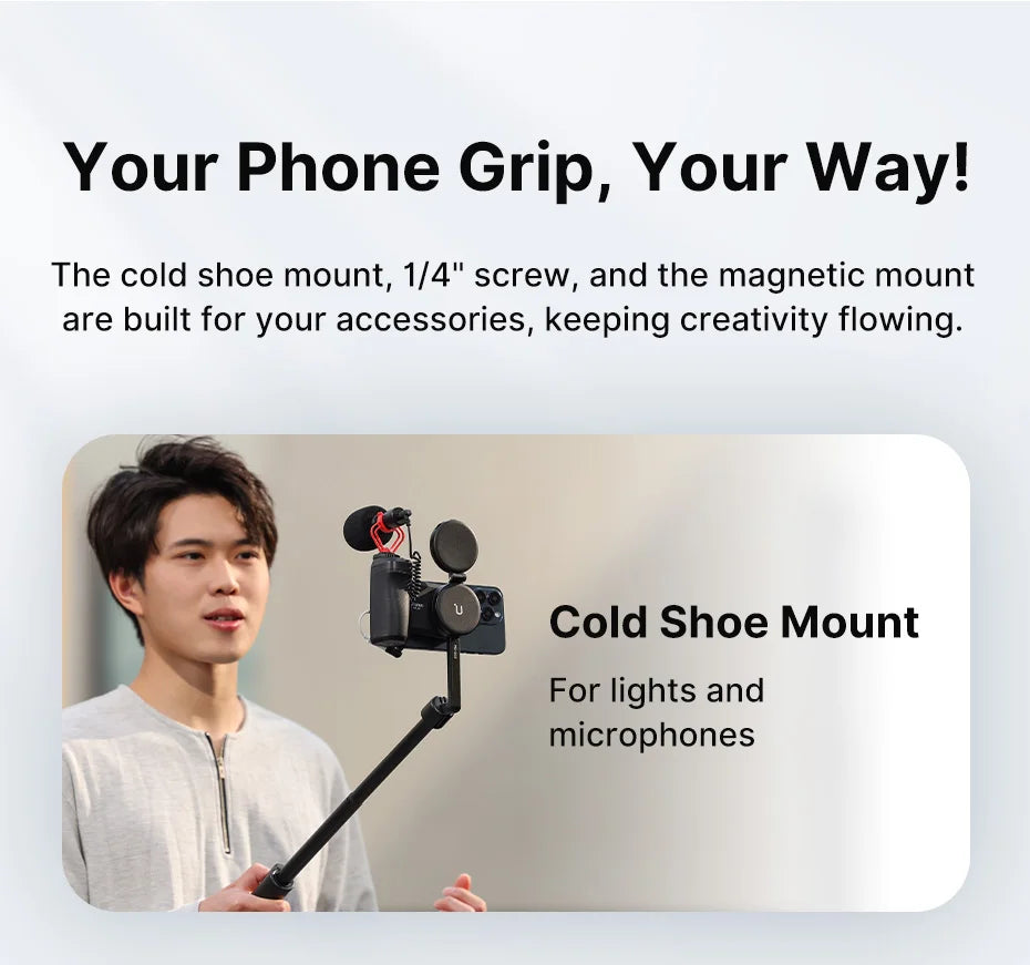 MagSafe Bluetooth Shutter Smartphone Camera Handle Grip Selfie Stablizer by Snagg A Phone Holder