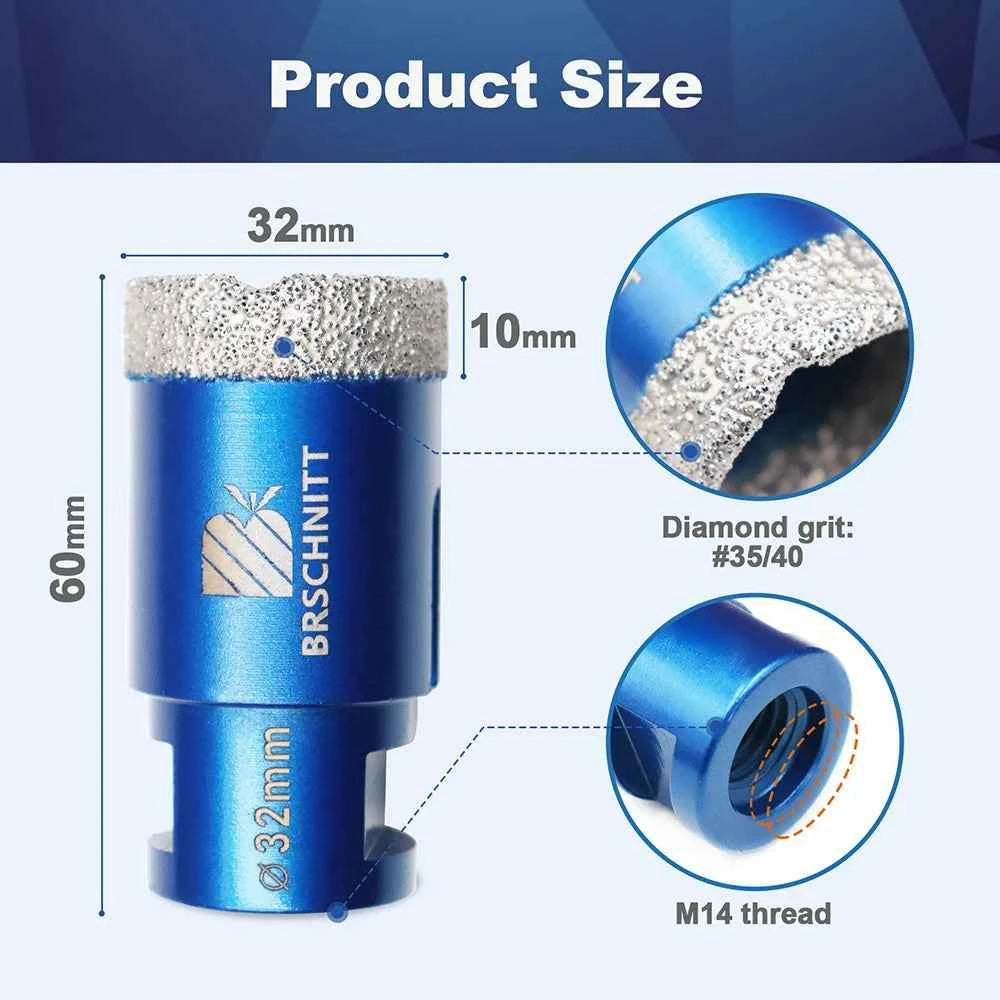 Vacuum Brazed Diamond Core Drill Bit & Heavy Duty Hole Saw for Granite, Porcelain, and Ceramic