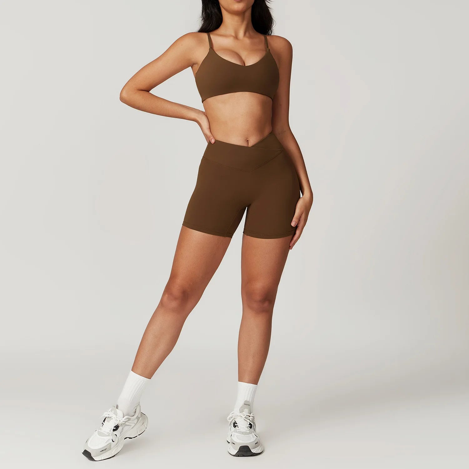 Women's 2-Piece Short Sleeve Yoga Set | Crop Top & High Waist Leggings Gym Workout Sportswear