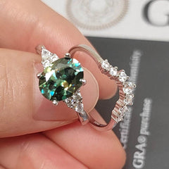 2ct Oval Moissanite Ring Set - SnaggIt