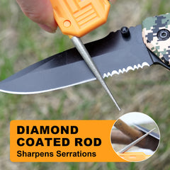 Mini Pocket Knife Sharpener 3-in-1 – Diamond Rod & Pull-Through Sharpening Tool