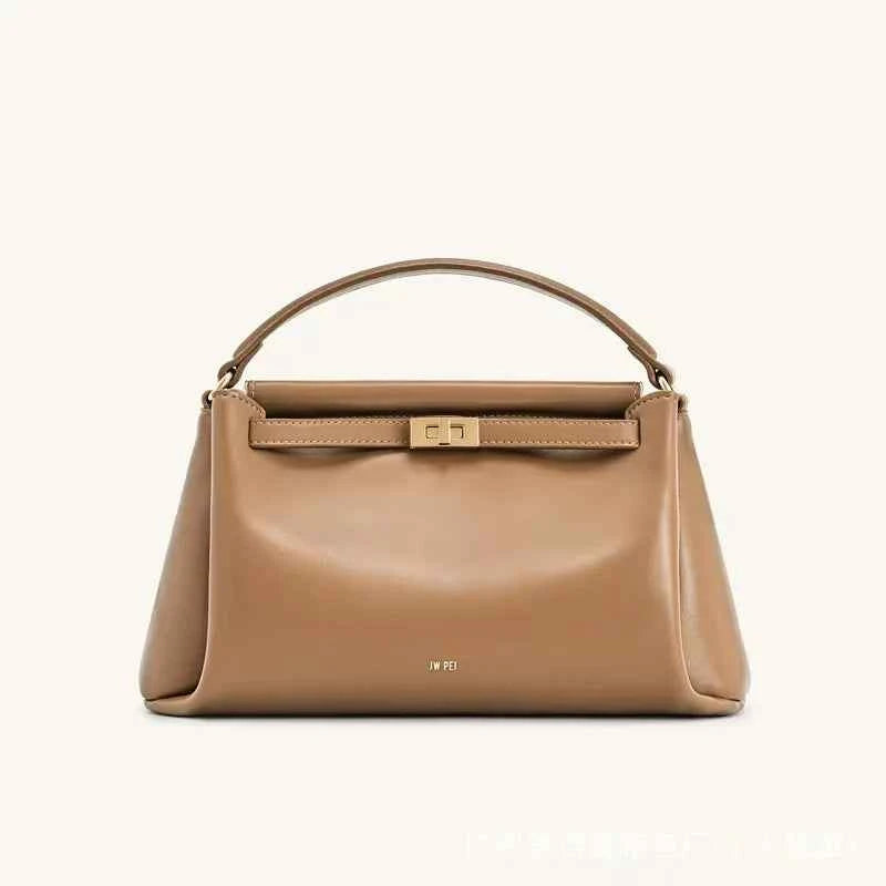 French-Style Snap Closure Women's Crossbody Bag – Small Exclusive High-End Genuine Leather Shoulder Bag