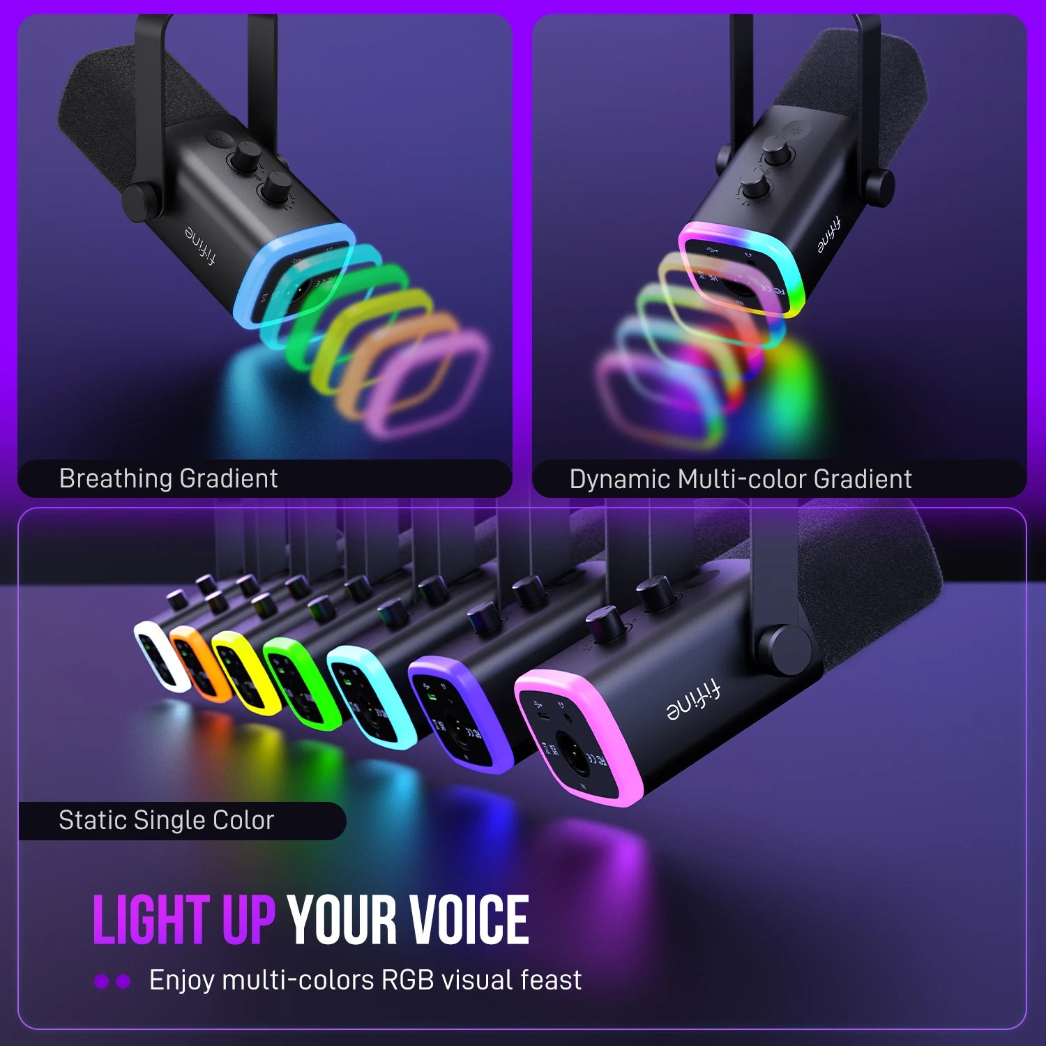 USB/XLR Dynamic Microphone – RGB Studio Mic with Mute Control & Headphone Jack by Snagg A Microphone