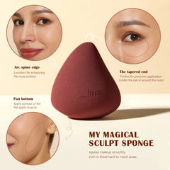 Professional Dual Finish Complexion Set – Flat Top Kabuki Brush & Sculpting Sponge