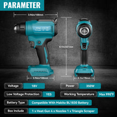 Cordless Multi Platform Heat Gun | 550°C Industrial Hot Air Tool with LED Task Light