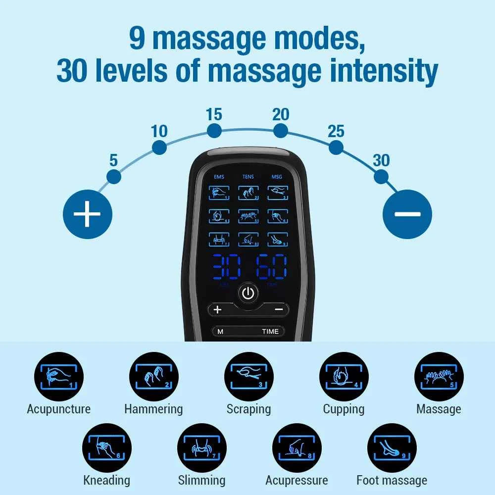 EMS & TENS Pulse Massager – 30 Level Muscle Stimulator for Full Body Relief