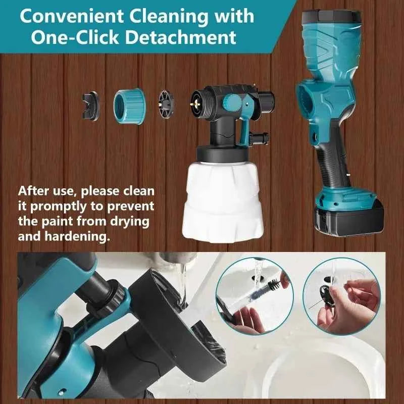 Cordless HVLP Paint Sprayer – 300W Electric Spray Gun for 18V/20V Batteries