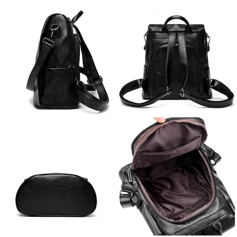 Anti-Theft Vintage Leather Backpack - SnaggIt