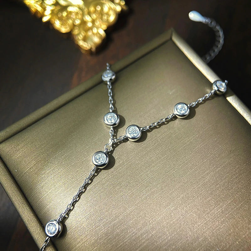 3mm D Color Moissanite Adjustable Tennis Bracelet
