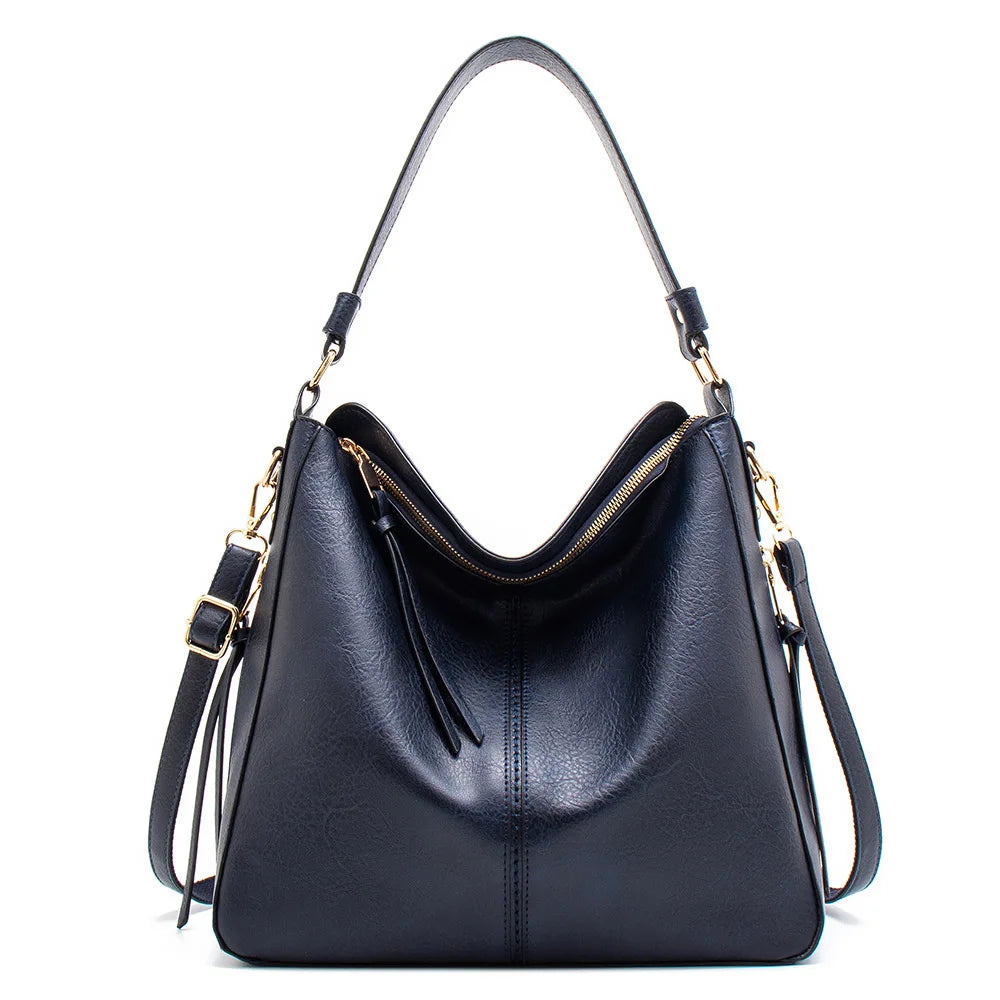 Faux Leather Large Vintage Hobo Tote – European Designer Crossbody & Shoulder Bag for Women