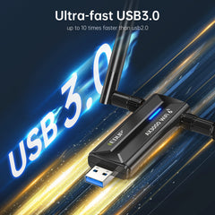 3000Mbps WiFi 6E USB Adapter – Tri-Band 2.4G/5G/6G Wireless Network Card by Snagg A USB WiFi Adapter