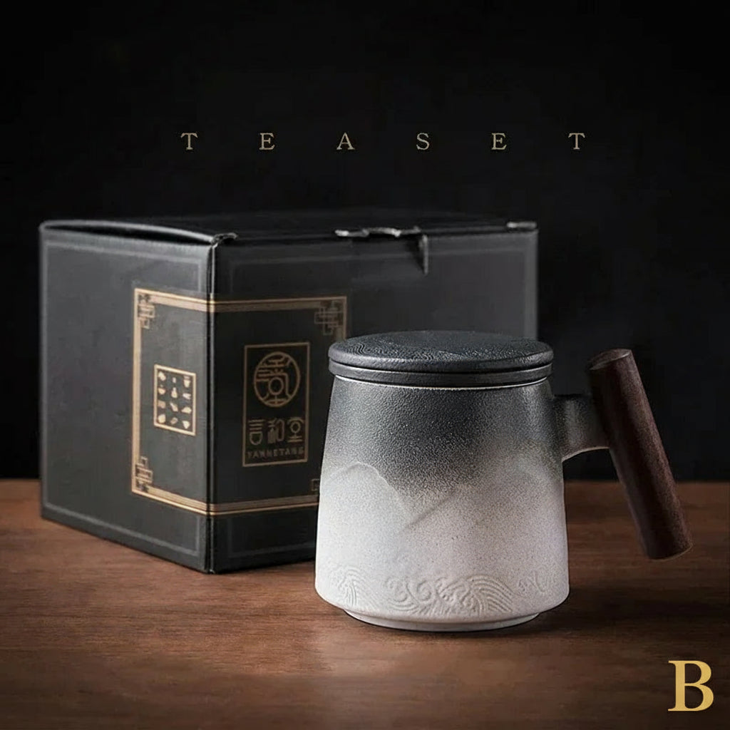 Ceramic Tea Mug with Wooden Handle by Snagg A Cup