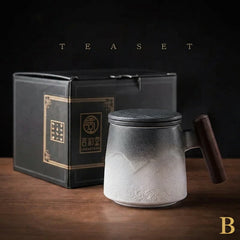 Ceramic Tea Mug with Wooden Handle by Snagg A Cup