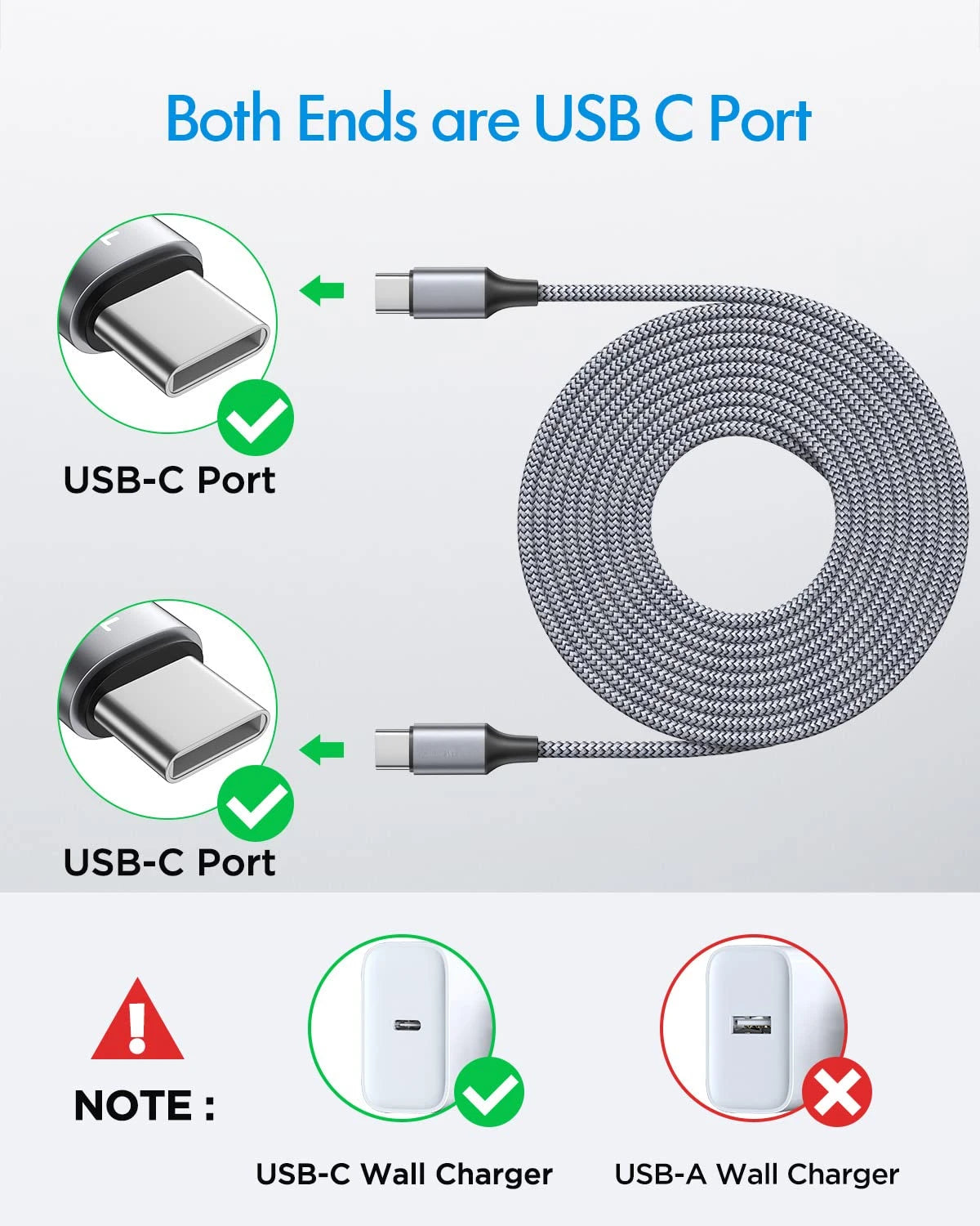 Long Type-C to Type-C Fast Charging Cable – 3m / 5m / 8m by Snagg A Charging Cable