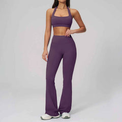 Women's 2-Piece Athletic Yoga Set | Running Leggings & Sports Bra Breathable Gym Fitness Wear