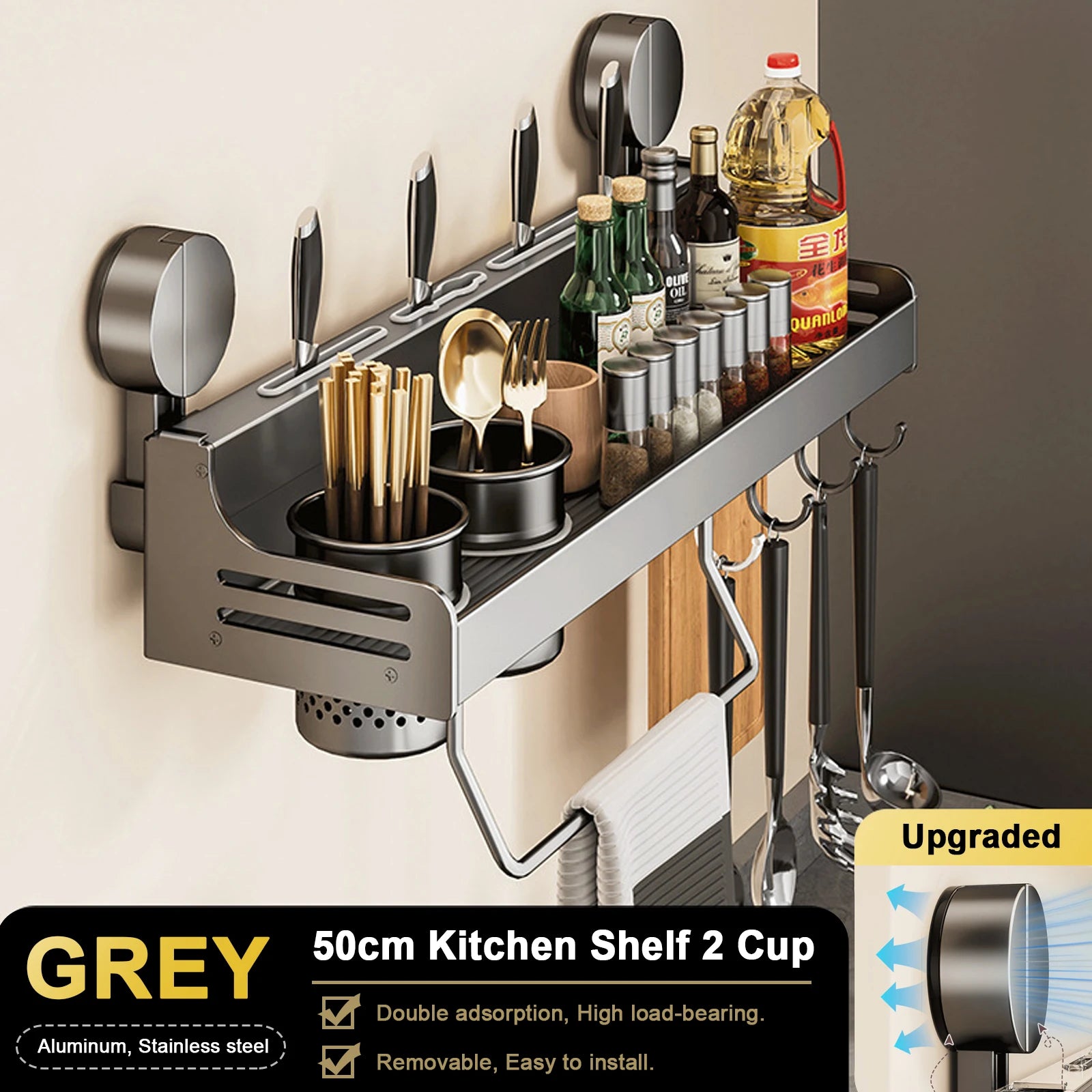 Wall-Mounted Kitchen Organizer Shelf by Snagg A Rack