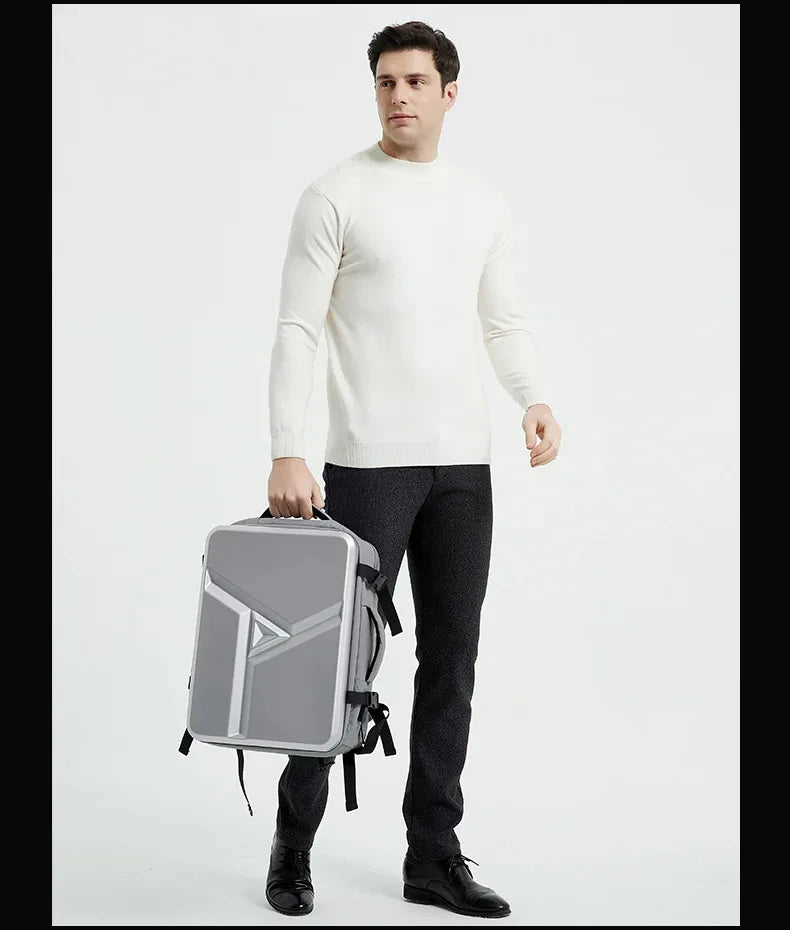 Men’s 17’’ Laptop Hard Shell Backpack 50L Large Capacity Expandable Waterproof Travel USB Charging mochilas de hombre