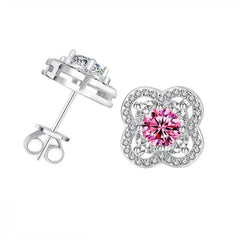 0.5CT Teal Moissanite Four-Leaf Stud Earrings - SnaggIt