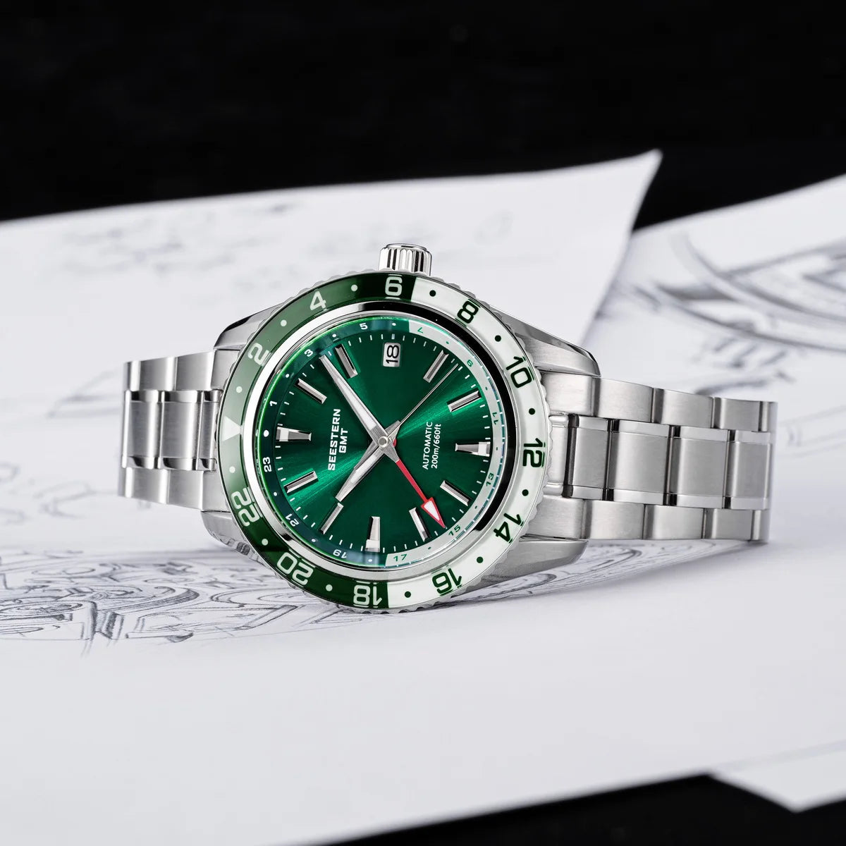 Automatic GMT Diver Watch – NH34 Movement | Sapphire Crystal | 20BAR Water Resistant | Dual Time Travel Edition - Men’s