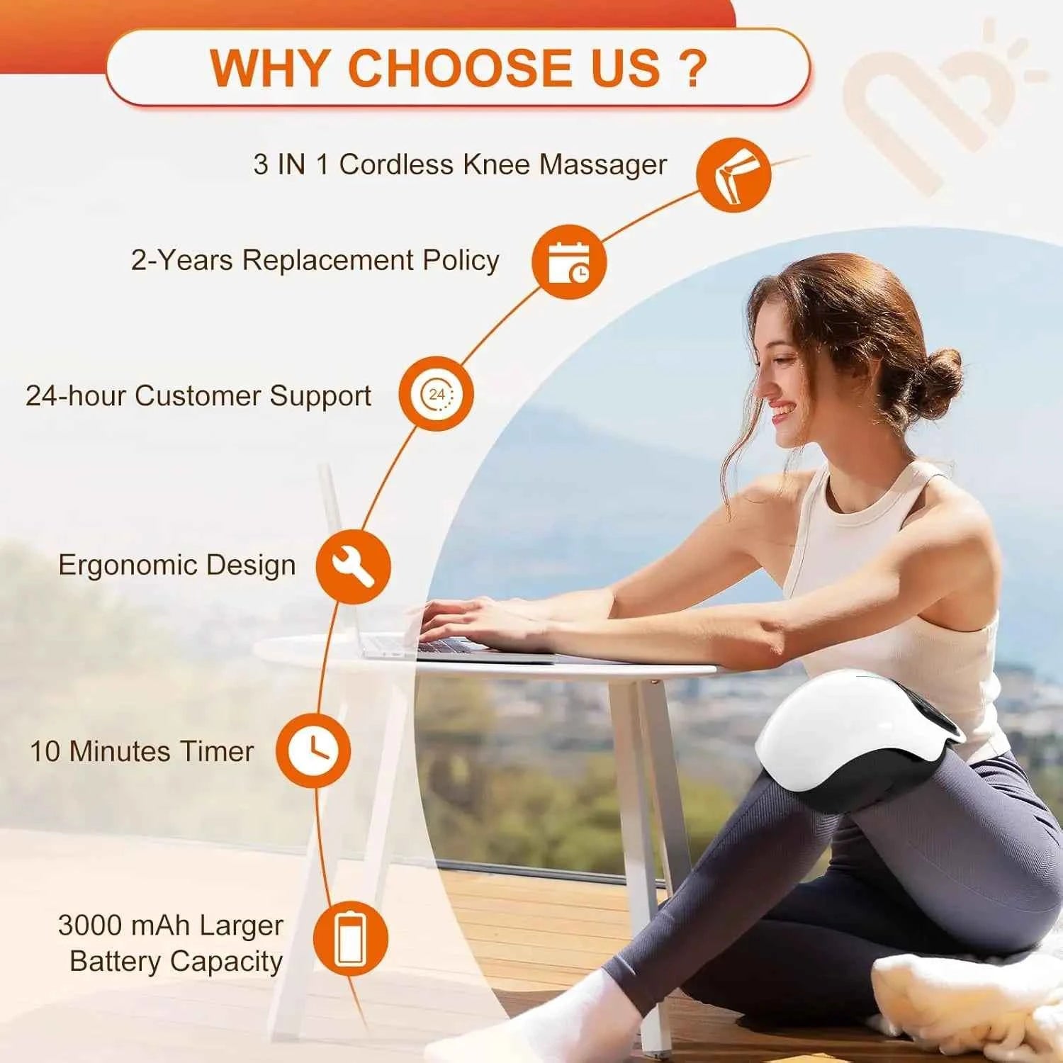 Cordless Knee Massager with Heat & Vibration – Joint Relief Therapy Device