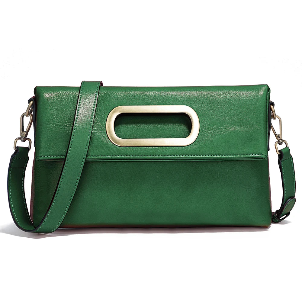 Vintage Genuine Leather Crossbody Handbag – Large Capacity Designer Shoulder Bag for Women, All Seasons