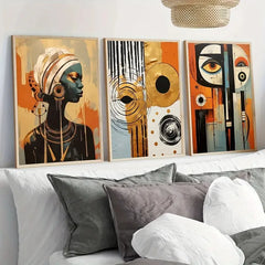 3-Piece Abstract Afro Bohemian Canvas Prints by Snagg A Print