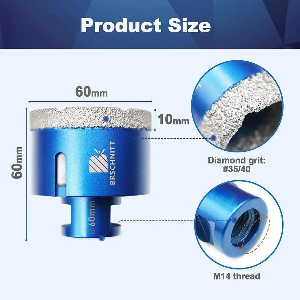 Vacuum Brazed Diamond Core Drill Bit & Heavy Duty Hole Saw for Granite, Porcelain, and Ceramic