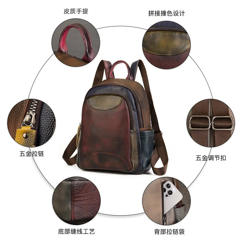 Vintage Patchwork Genuine Leather Backpack by Snagg A Backpack