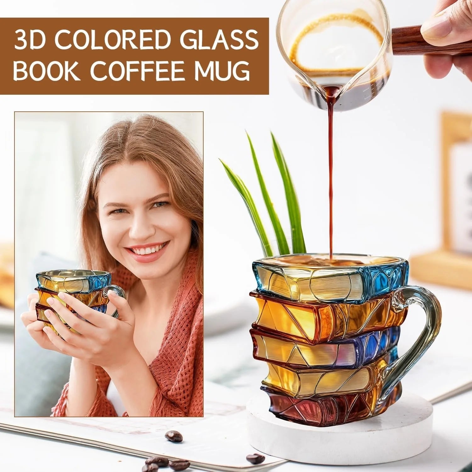 Painted Book Mug Handmade Smart Large Capacity Home Mug by Snagg A Cup