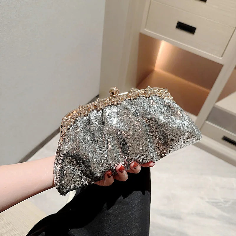 Luxy Moon Dark Blue Sequin Evening Clutch