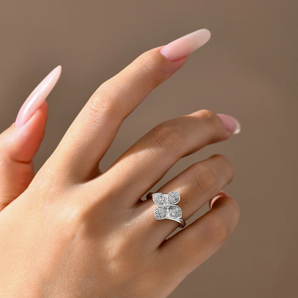 Original Moissanite Cross Flower Ring