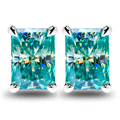 Teal Rectangular Moissanite Earrings by Snagg An Earring