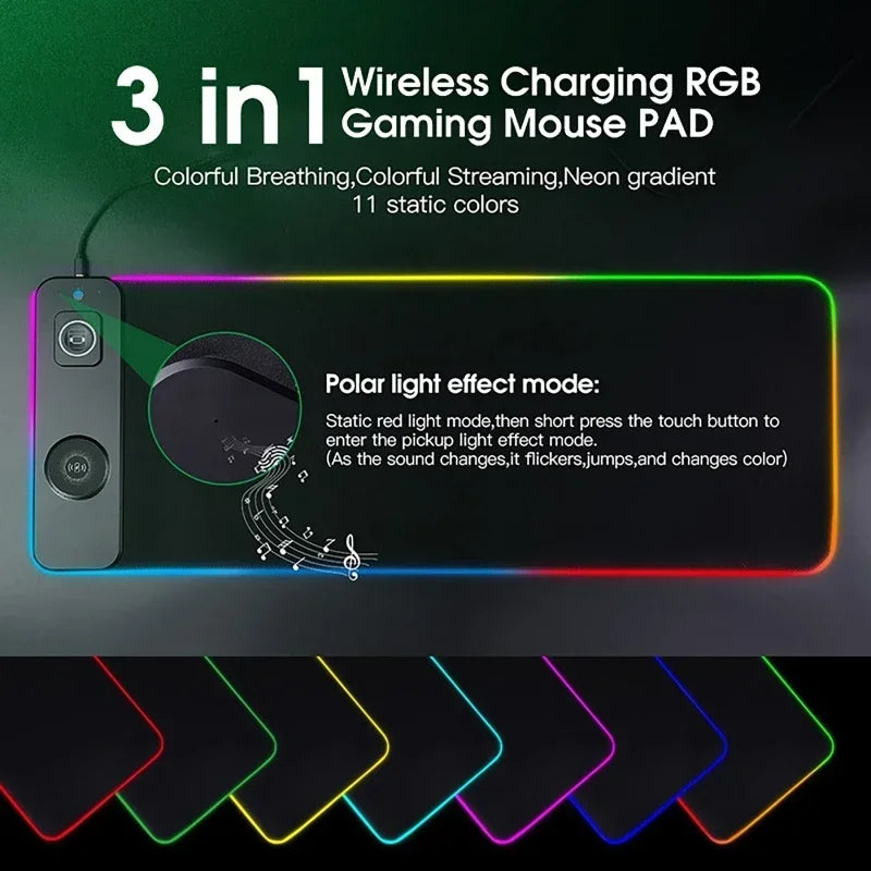RGB Gaming Mouse Pad with Wireless Charging by Snagg A Mouse Pad