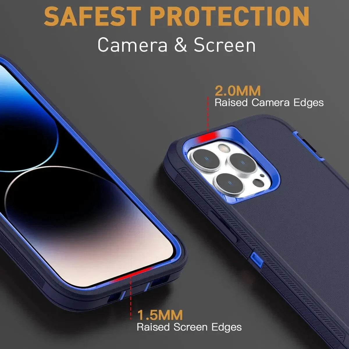 3 IN 1 Heavy Duty Armor Shockproof Dust Proof Case - For iPhone 15 Series - Phone Cases & Covers
