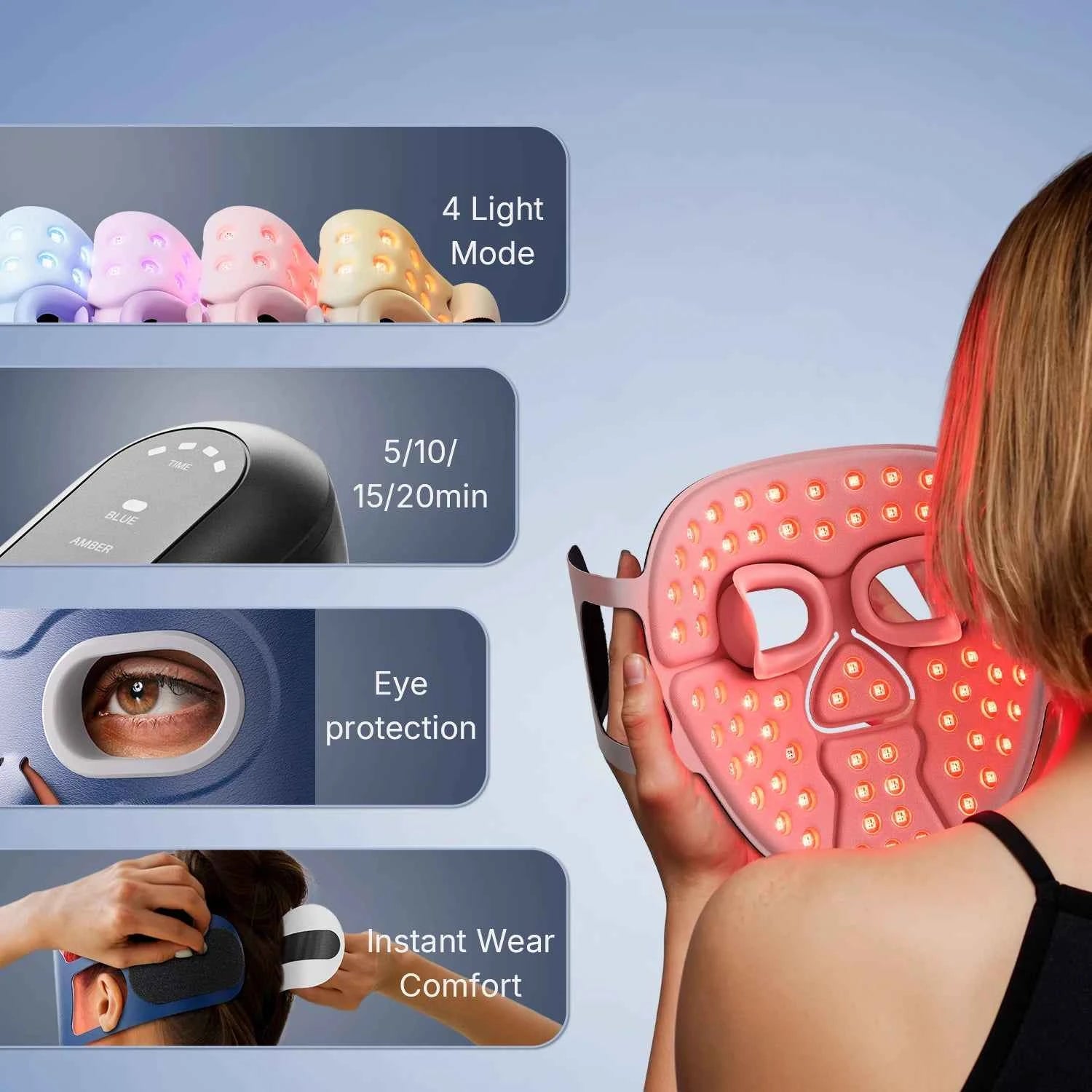 Wireless Near-Infrared and Red Light Therapy Facial Mask