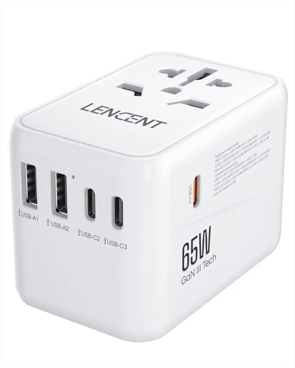 65W/100W GaN International Travel Adapter with 2USB 3 Type C by Snagg A Travel Adapter