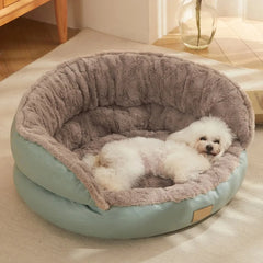 Round Plush Anti-Anxiety Pet Bed by Snagg A Pet Bed