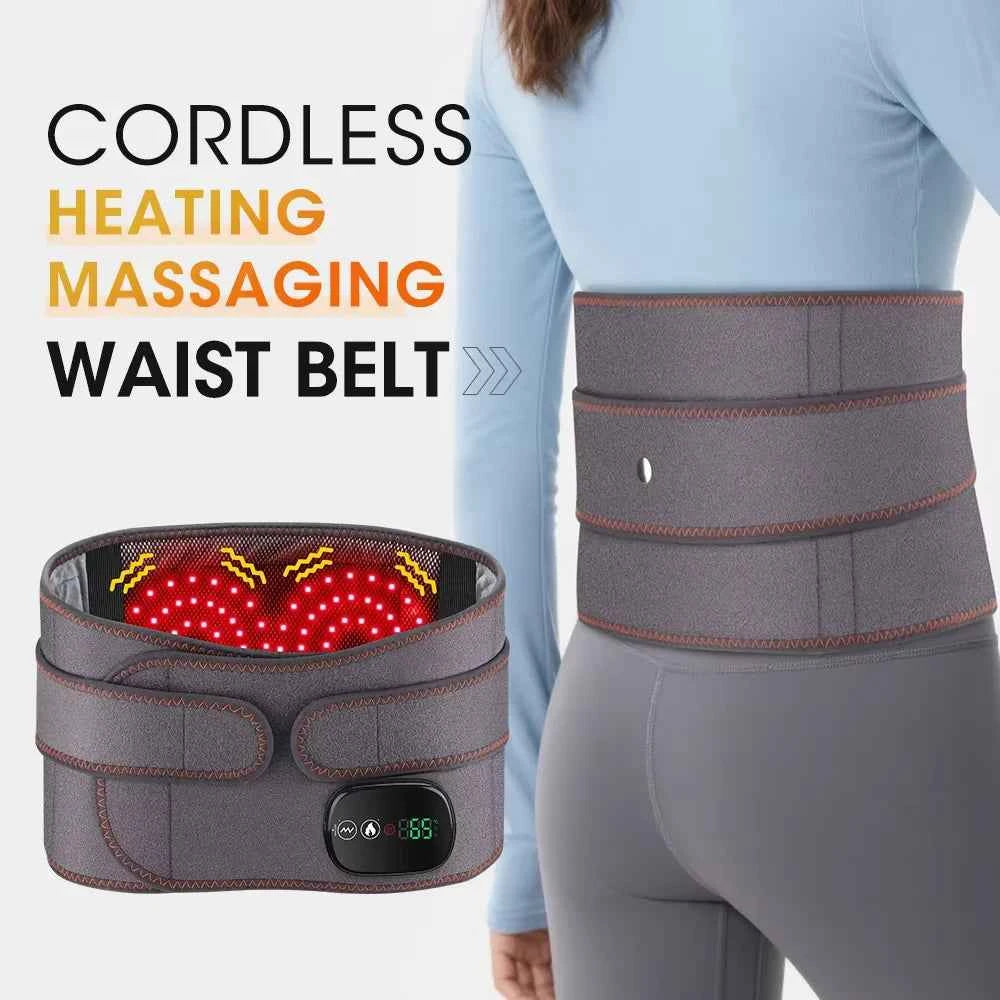 Cordless Waist Belt Massager – Heated Vibration Lumbar Support & Back Relief Brace