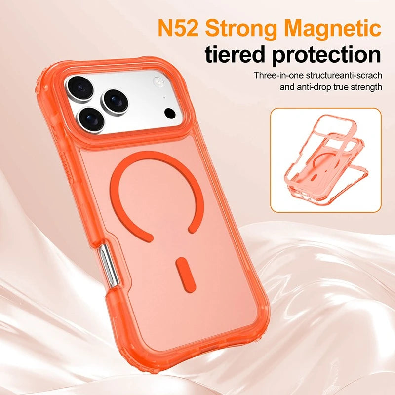 Shockproof Armor 3 in 1 Magnetic Case with Wrist Strap – for iPhone 17 Series - Phone Cases & Covers