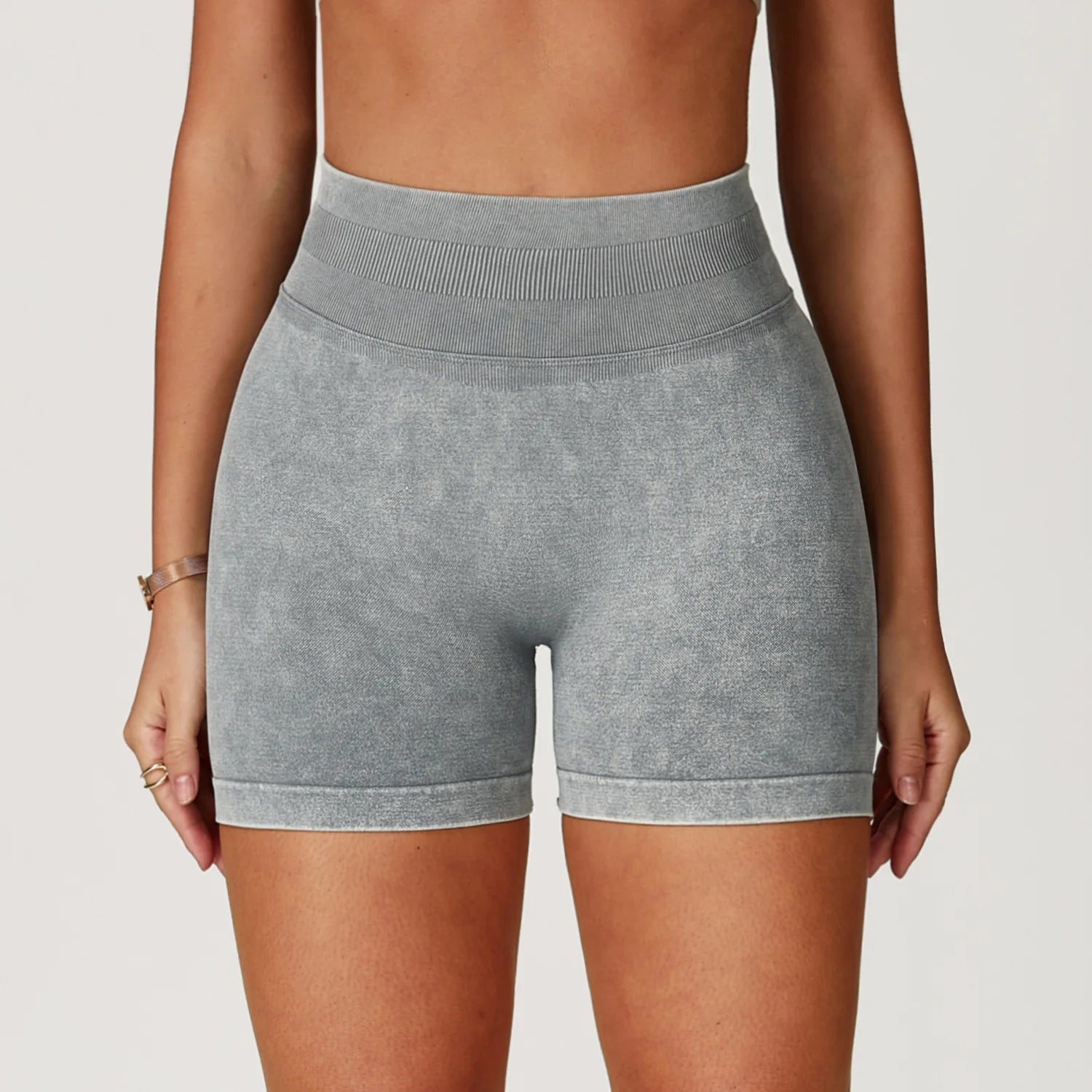 Women's High Waist Lift Butt Yoga Shorts | Sand-Washed Seamless Workout Gym Running Short Pants