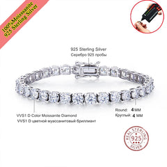 3.0mm D Color VVS1 Moissanite Tennis Bracelet - A / 4mm / 16cm / 925 Silvery - Bracelets