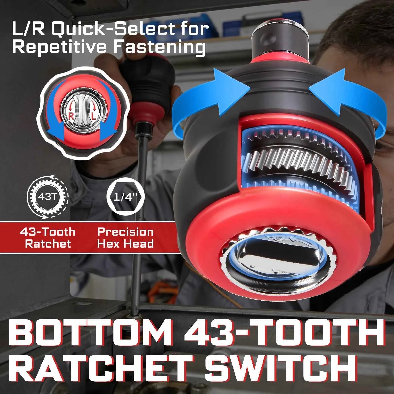 Impact Magnetic Screwdriver Set | Stubby 2-in-1 Ratchet Handle Dual-End Socket Wrench Bits Nut Driver