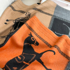 Luxury Horse Print Cashmere Feel Scarf For Women - Others In Fashion