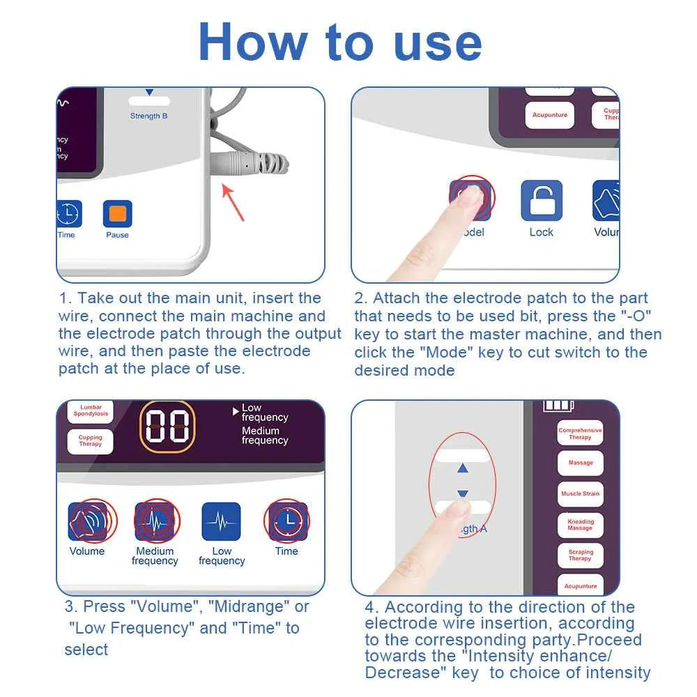 EMS TENS Muscle Stimulator – 4-Channel Electrotherapy Pain Relief Device