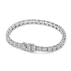 D Color VVS1 Moissanite Tennis Bracelet — 3mm / 4mm Stones - All / White Gold / 14cm - Bracelets