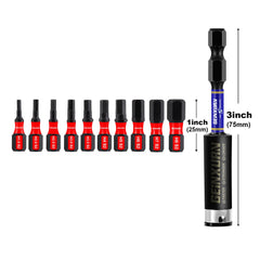 1" Multi Hex Head Metric Insert Bit Set – Magnetic S2 Steel Hex Screwdriver Bits with Base & 3" Bit Holder