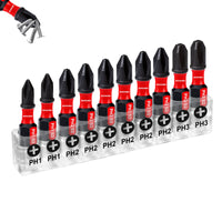 1" Impact Magnetic Phillips Screwdriver Bit Set – #1/#2/#3 PH Bits with 3-Inch Bit Holder