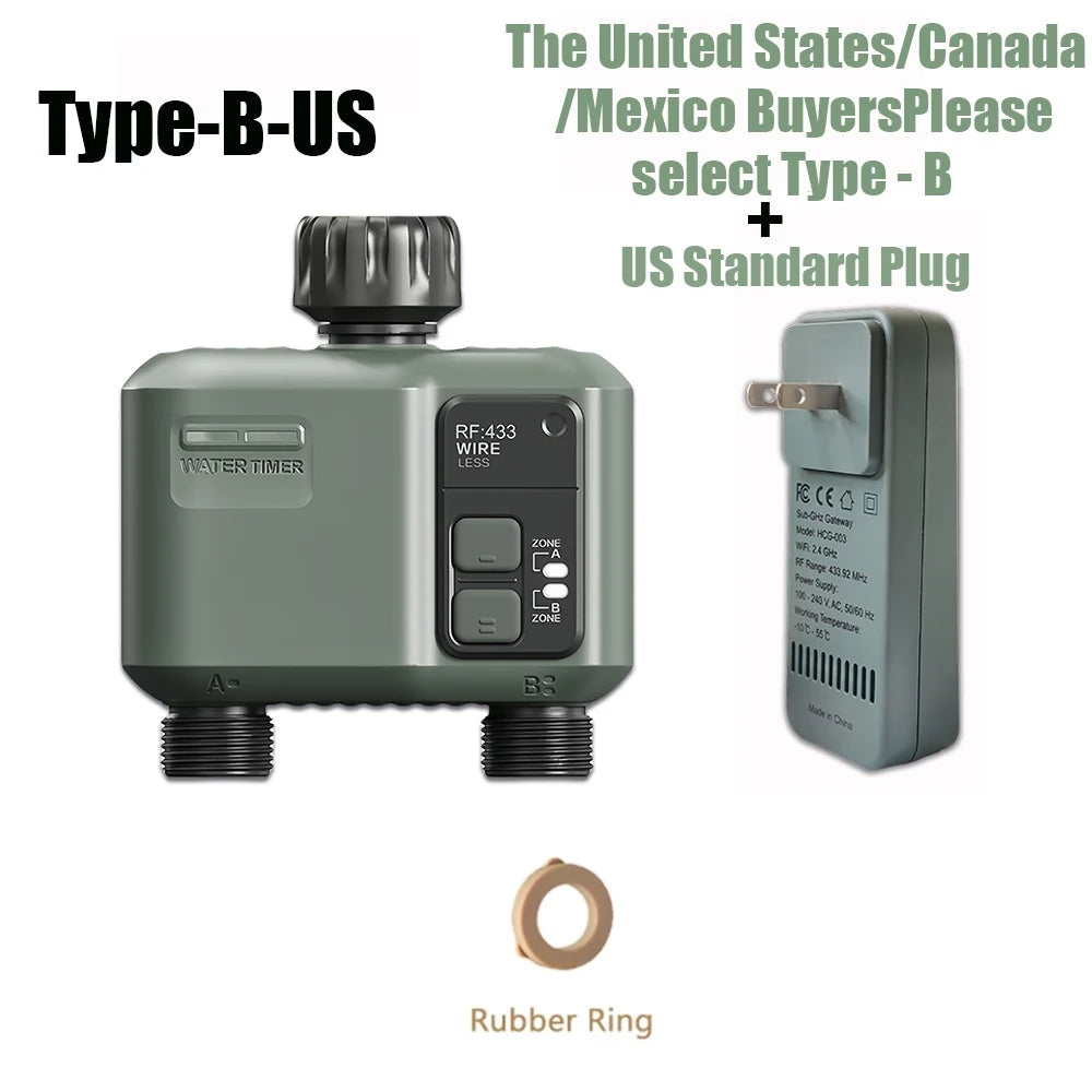 Smart WiFi + RF433 2-Way Garden Water Timer